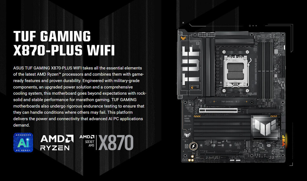 ASUS TUF GAMING X870-PLUS WIFI Board Seemingly Kills Owner's Ryzen 7 9850X3D & 9800X3D CPUs