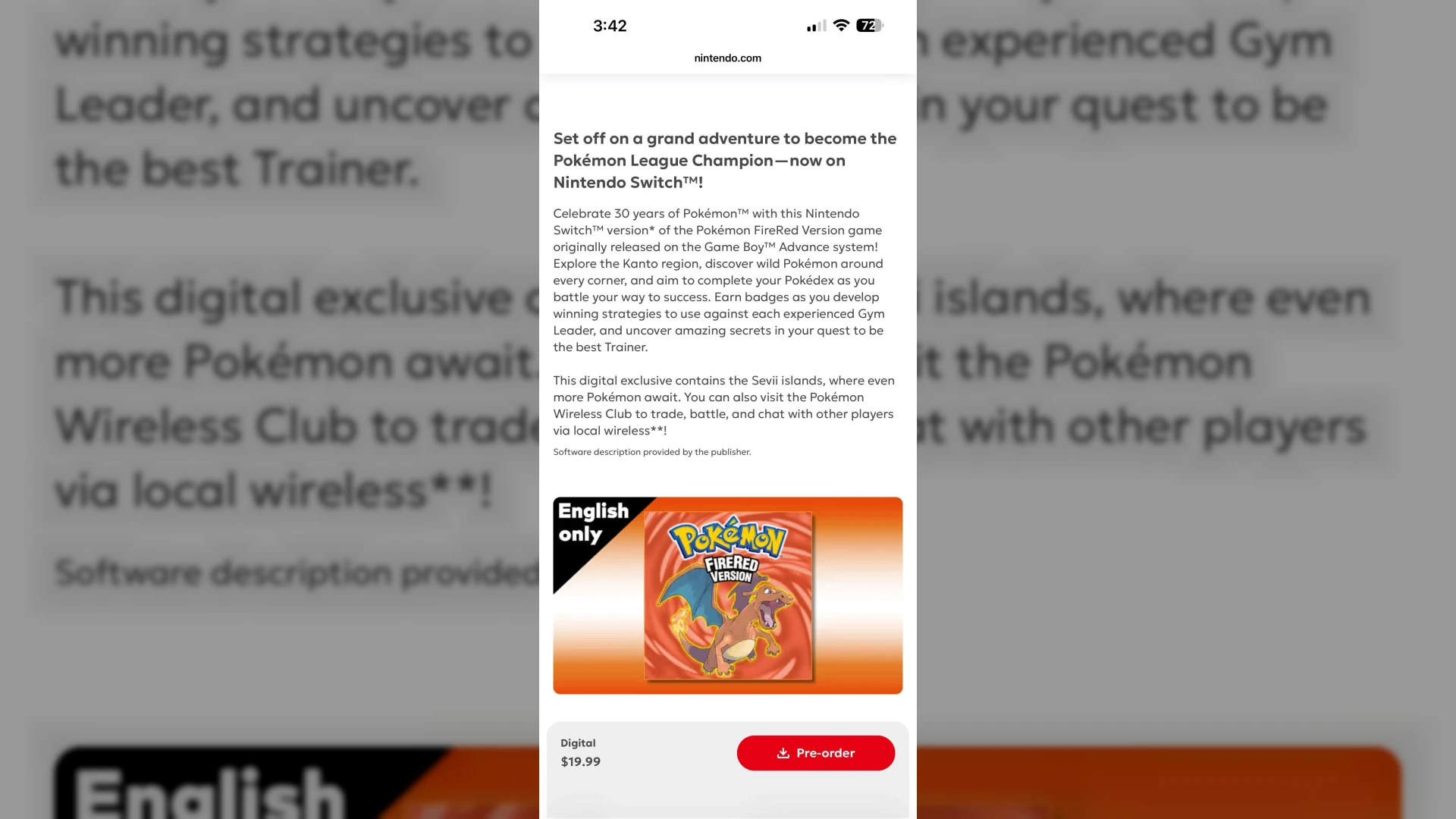Pokemon Home Compatibility Removed from FireRed and LeafGreen’s eShop Description