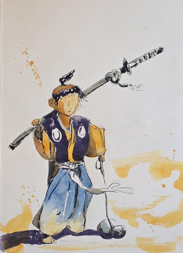 Ghost of Tsushima is amazing and has inspired me to sketching Samurai with watercolor.