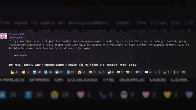 Mod Announcement about the LCE source leak