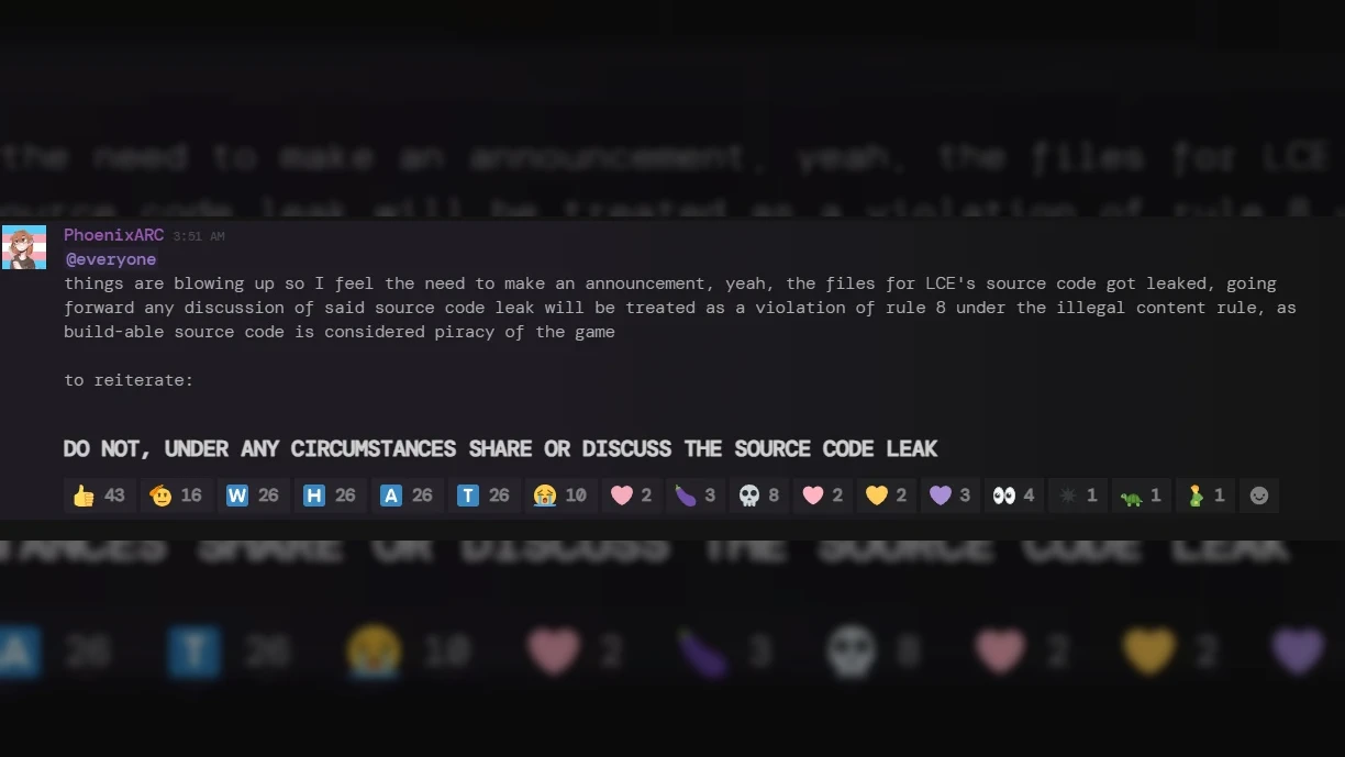 Mod Announcement about the LCE source leak