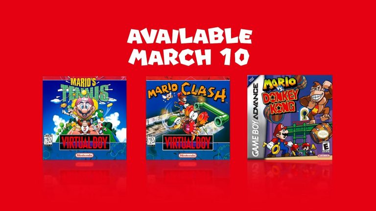 Game Boy Advance and Virtual Boy – Nintendo Classics add Mario vs. Donkey Kong, Mario’s Tennis, and Mario Clash on March 10