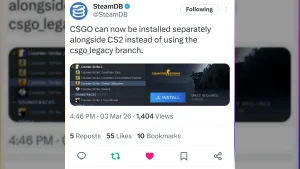 CSGO can now be installed separately alongside CS2 instead of using the csgo_legacy branch. [per SteamDB]