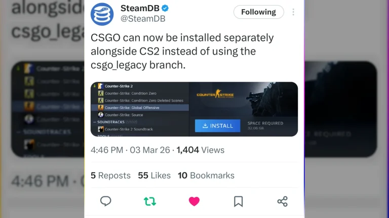 CSGO can now be installed separately alongside CS2 instead of using the csgo_legacy branch. [per SteamDB]