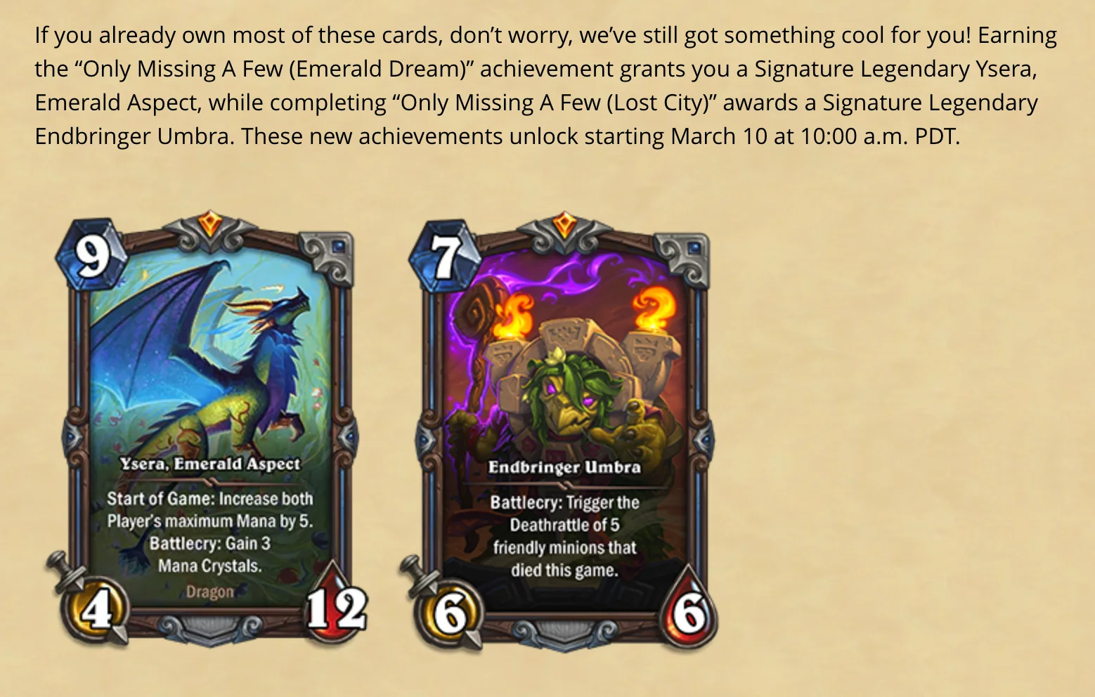 Achievements for Signatures revealed: Collect 165 cards from each respective expansion