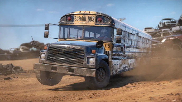 The school bus is unleashed in Wreckfest 2's latest update, which also introduces car upgrades and waypoint races