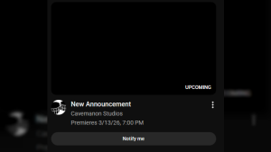 Cavemanon just put up a live stream for the new game reveal tomorrow.