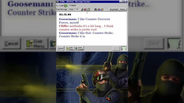 15.03. 1999 (27 years ago) ICQ chat where the name Counter-Strike was decided