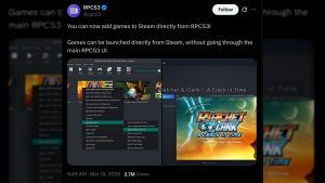 RPCS3 Adds Support for Steam Library Integration in Latest Update
