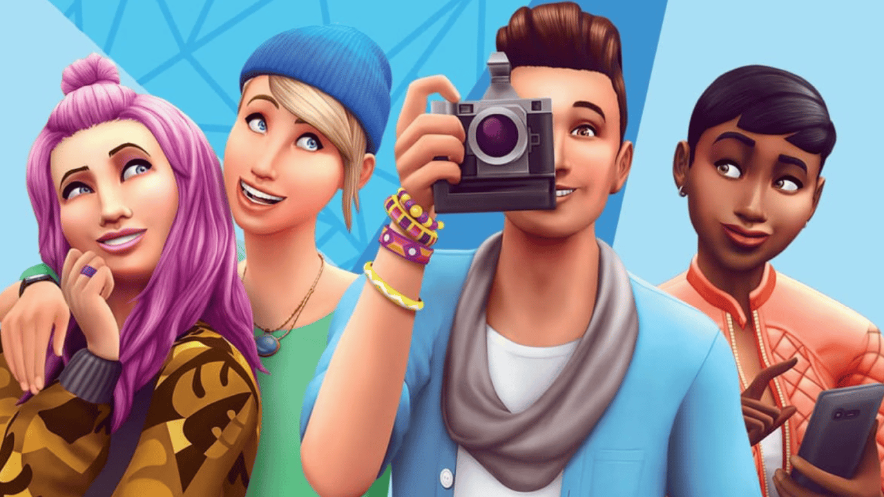Brightly dressed characters from The Sims