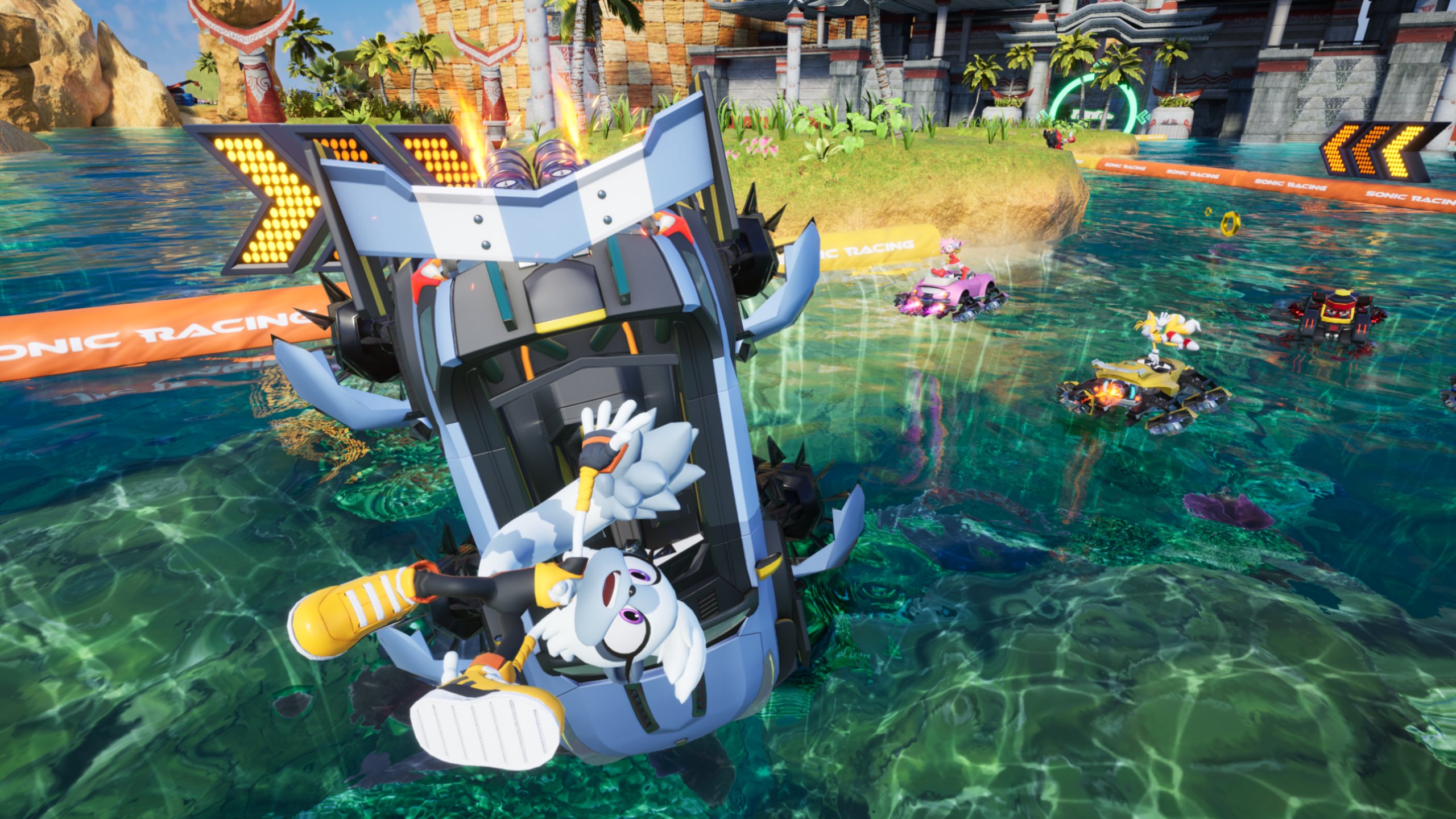 소닉 레이싱 크로스월드 수중 스테이지 차량 전복 스크린샷