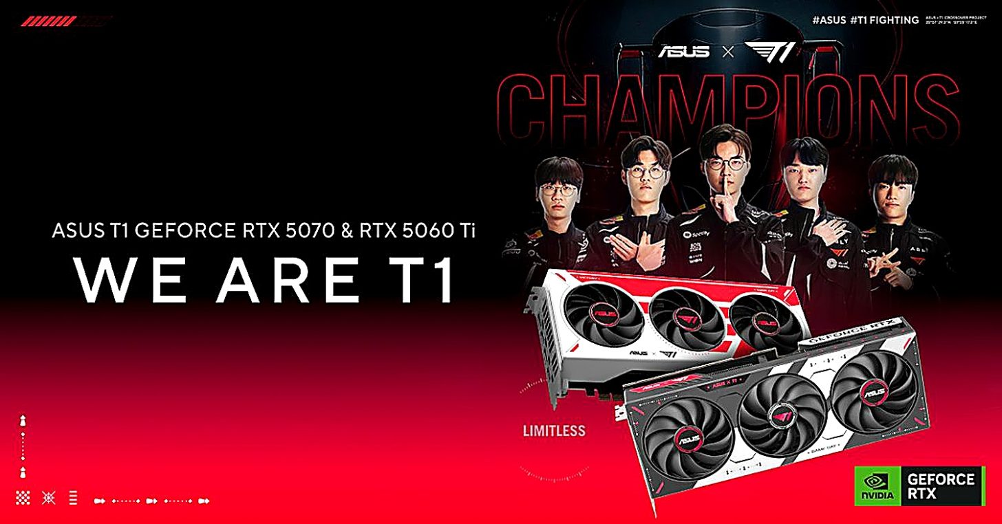 ASUS Teams Up With League of Legends Champions T1 For Special Edition RTX 5070 And RTX 5060 Ti GPUs