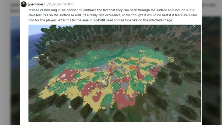 Sulfur Caves can now generate on the surface; this is no longer a bug
