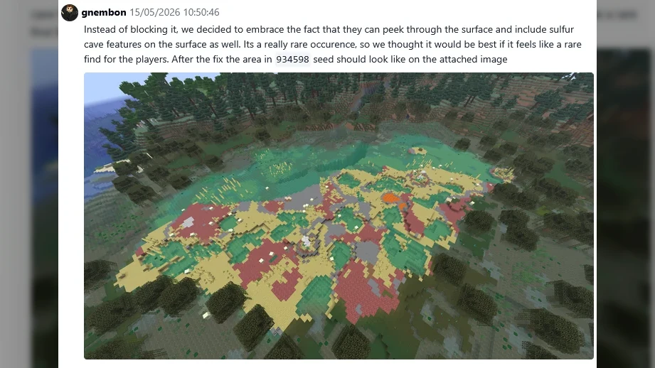 Sulfur Caves can now generate on the surface; this is no longer a bug