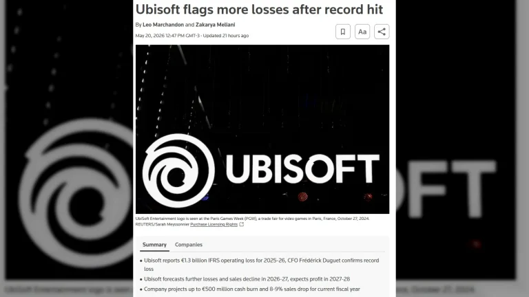 Ubisoft has announced a record €1.3 billion operating loss for its fiscal year ending March 2026