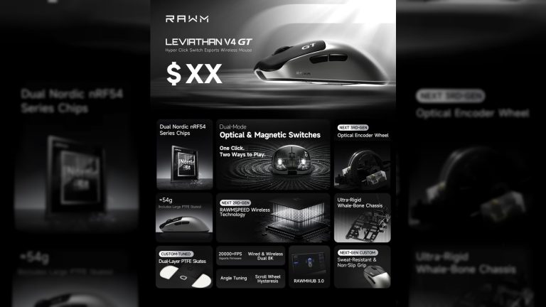 RAWM Reveals Leviathan V4 GT: Magnetic Switch Gaming Mouse for Under $100