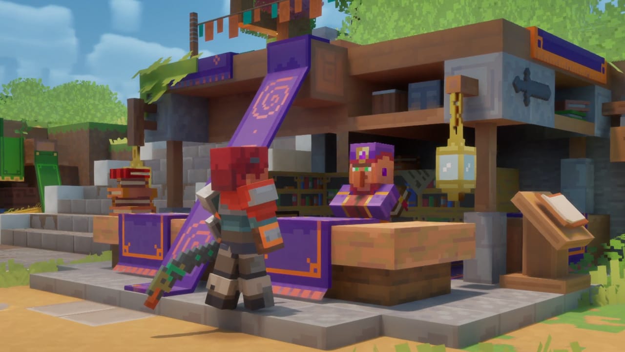 Valorie visiting the Enchantsmith merchant in the town Brave Haven.